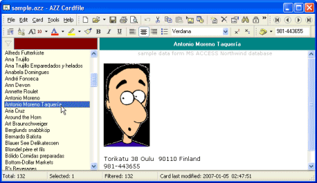 Ayudas de AZZ Cardfile extensin del .crd