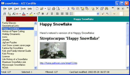 Base de datos pequea de AZZ CardFile