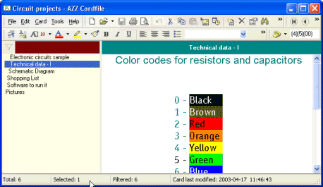 Opciones de software del organizador